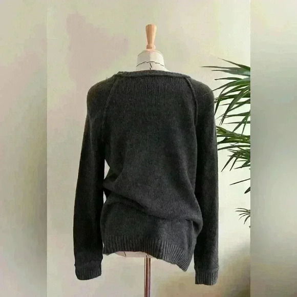 LOFT Charcoal Gunmetal Gray Oversized Embellished Sweater Pullover - Size M - Picture 4 of 10